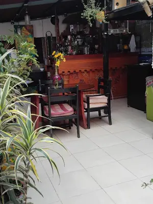 a restaurant with a table and chairs and plants at SOLGARDENs in Cusco
