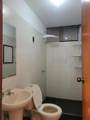 a bathroom with a toilet and a sink at Departamento cerca del aeropuerto in Lima