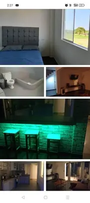 four pictures of a room with a bed and a table at Casa En Asia in San Antonio