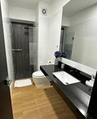 a bathroom with a shower and a toilet and a sink at 2 Bedroom Apartments San Isidro Business Zone in Lima