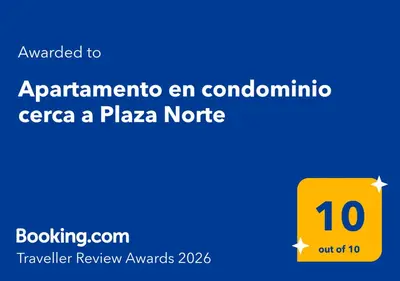 a yellow sign with the number on it at Apartamento en condominio cerca a Plaza Norte in Lima