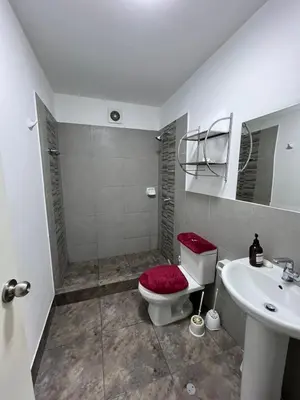 a bathroom with a toilet and a sink at Habitación con cama matrimonial en dpto tipo roomie in Lima