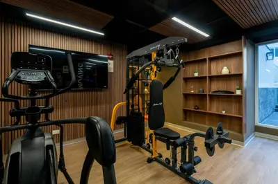 a recording room with a camera and a gym at The Sight by Geko in Lima