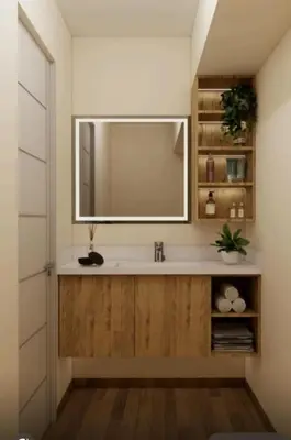 a bathroom with a sink and a mirror at Exclusivo new apartment in Lima in Lima