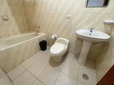 a bathroom with a toilet and a sink at Apartment in downtown Huancayo in Huancayo