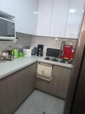 a kitchen with a sink and a counter top at Departamento equipado, cómodo, tranquilo y céntrico in Lima