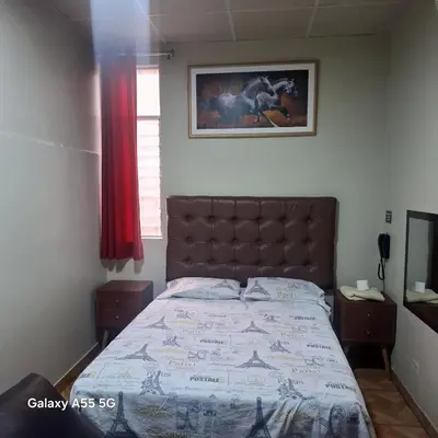 a bedroom with a bed and a picture on the wall at Anciejo inn ll in Lima