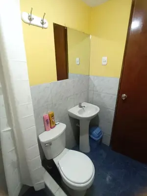 a bathroom with a toilet and a sink at Private Apartment Close to Airport - Airport Shuttle Available in Lima