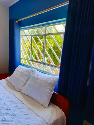 a bedroom with a window with a white bed at Alojamiento Oslo San Ramón in San Ramón