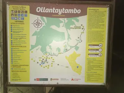 a sign with a map of ollantimino at Lycka Wasi Hospedaje in Ollantaytambo