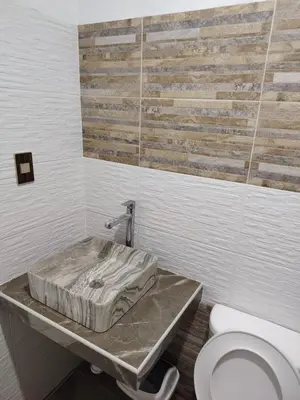 a bathroom with a sink and a toilet in it at Ocean Glips II in Punta Negra