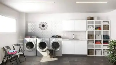a kitchen with two washing machines and a sink at Peruvian Apartments Barranco 1710 in Lima
