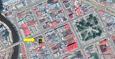 a map of a city with a yellow rectangle at Oxapampa Center Room- habitacion centro in Oxapampa