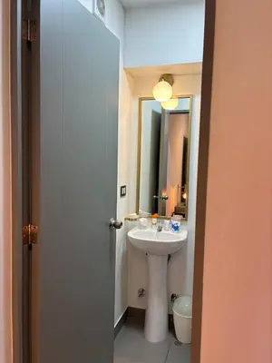 a bathroom with a sink and a mirror at Beautiful brand new apartment for rent in Lima