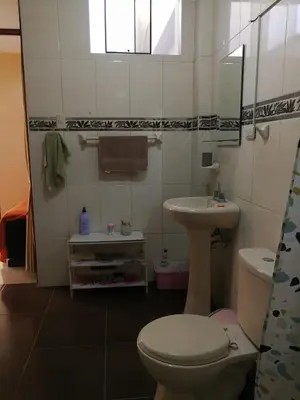 a bathroom with a toilet and a sink at Departamento tranquilo en Condominio in Santa Eulalia