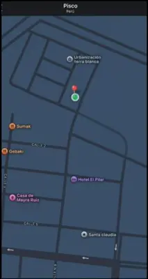 a screenshot of a cell phone screen with a map at Habitación privada con baño propio cerca de Paracas, Pisco in Pisco