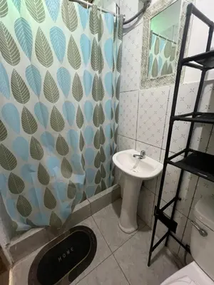 a bathroom with a sink and a shower curtain at Tres Gatos Paracas in Paracas