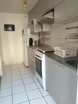 a kitchen with a stove and a refrigerator at Welcome to this apartment Pet friendly in Lima