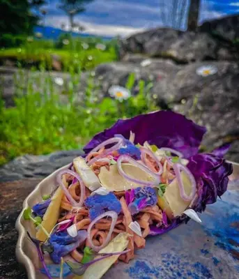 a pile of food sitting on top of a rock at Hotel MachuPicchu Humantay in Machu Picchu