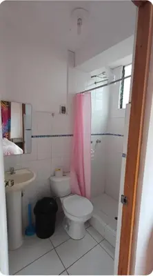 a bathroom with a toilet and a shower and a sink at inti angelus house rooms in Cusco