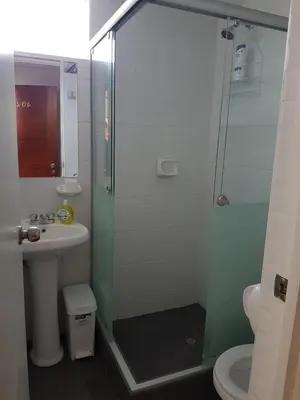 a bathroom with a shower and a sink at Lima Flats in Lima