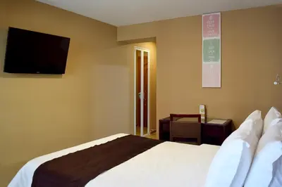 a hotel room with a bed and a flat screen tv at Gran Mundo Hotel & Suites in Lima