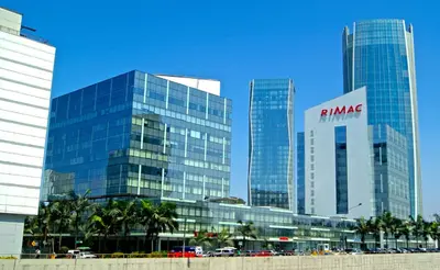 a group of tall glass buildings in a city at Hospedaje La Anita in Lima