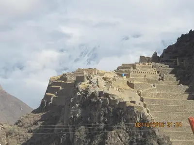 a stone staircase on the side of a mountain at Tumy house B&B in Ollantaytambo