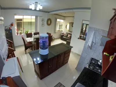 an aerial view of a kitchen and living room at Miraflores Departamentos in Lima