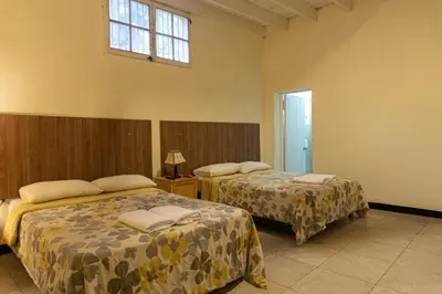 a bedroom with two beds and a window at Wild Olive Guest House in Ica