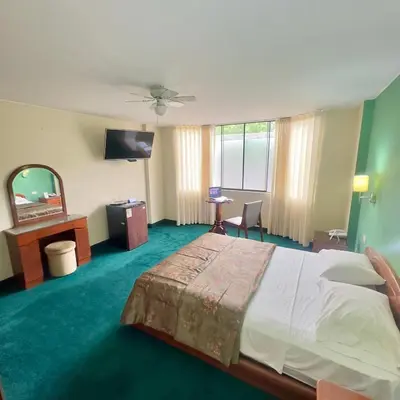 a hotel room with a large bed and a television at Hotel La Molina in Lima