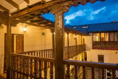 a view from the balcony of a colonial house at Hotel Casa Fierro Cusco in Cusco