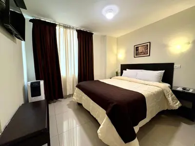 a bedroom with a large bed and a television at Casa Fanning Hotel in Lima