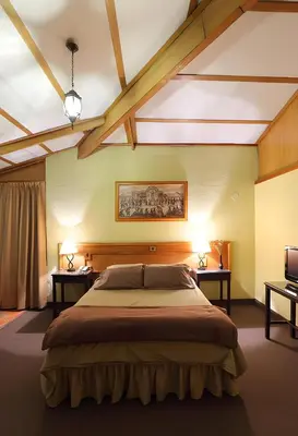 a bedroom with a large bed and two night stands at Hotel El Puma in Cusco