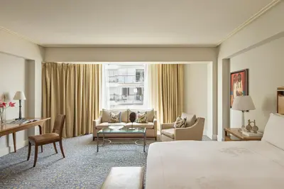 a hotel room with a bed and a desk at Miraflores Park, A Belmond Hotel, Lima in Lima
