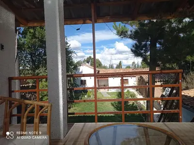a view from the balcony of a house at Pousada Villa Huaripampa in Jauja