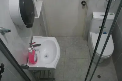 a bathroom with a sink and a toilet at Main Square in Lima