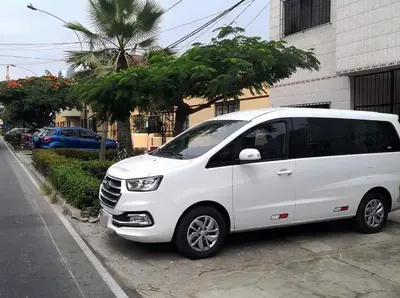 a white van parked on the side of a street at Green House in Lima