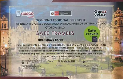 a ticket for a tram in front of a building at Saphi Inn Cusco - Excelente ubicación in Cusco