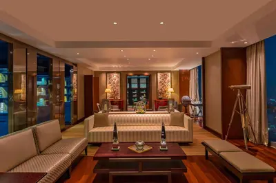 a living room with a couch and a table at The Westin Lima Hotel & Convention Center in Lima