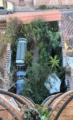 an overhead view of a garden with trees and plants at Hotel Quilla in Urubamba