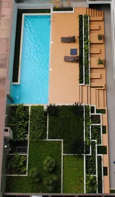 a model of a building with a swimming pool at GL Apts, rent Upper Pardo Miraflores - Suite 1 Hab in Lima