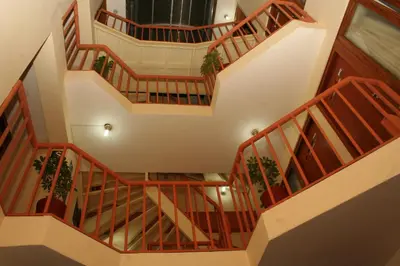 an overhead view of a staircase in a building at Picol Hostal in Cusco