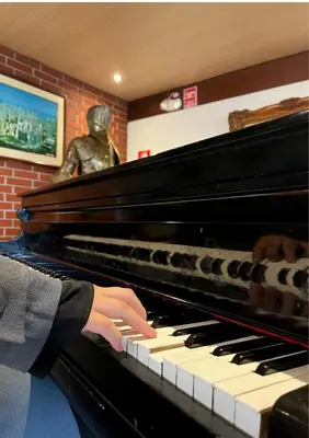 a person playing a piano in a room at Hotel El Marqués in Lima