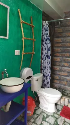a bathroom with a toilet and a sink at The Chusay Rooftop in Cusco