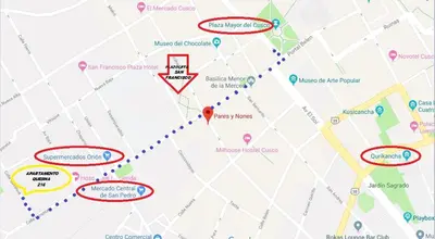 a map of the proposed changes to the trail at Apartamento Cusco Queswa in Cusco