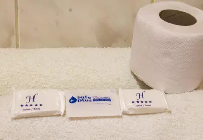 a roll of toilet paper next to a roll of toilet paper at Hostal Casa Del Inka in Cusco