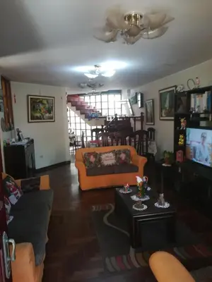 a living room with two couches and a tv at Mini Departamento Tambo Huascar 2 in Lima