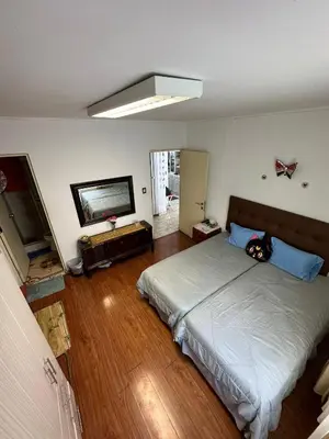 a bedroom with a large bed and a television at Teté in Lima