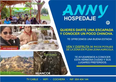 a flyer for an ammy hogride with a picture of a meal at Hospedaje Anny in Larán